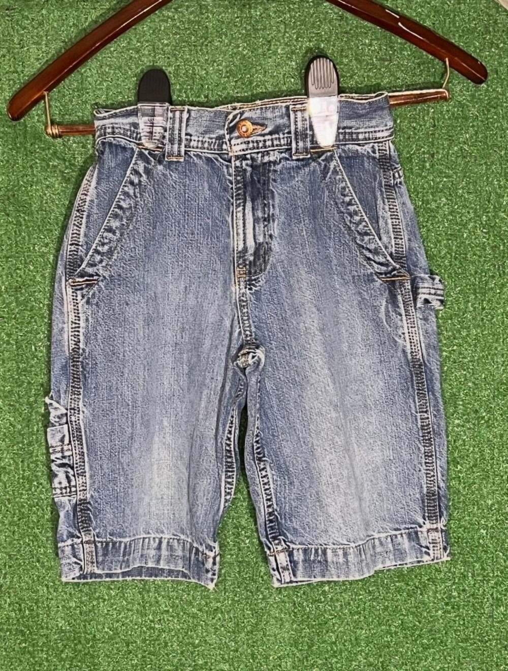 Authentic Apparel Carpenter Boys Denim Cargo Shorts Size 10 Slim